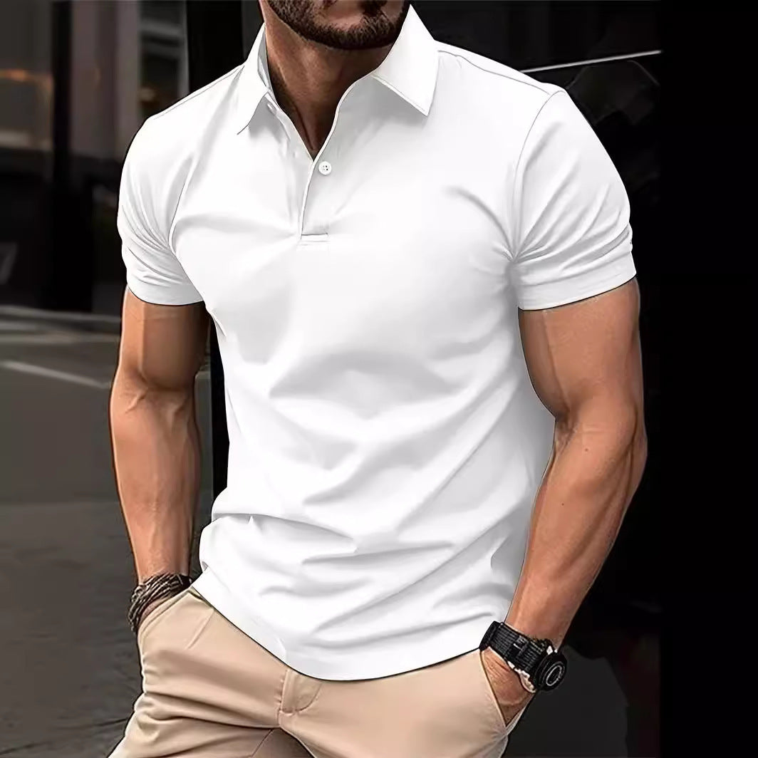 High Sense Casual Solid Color Buttons Short Sleeve