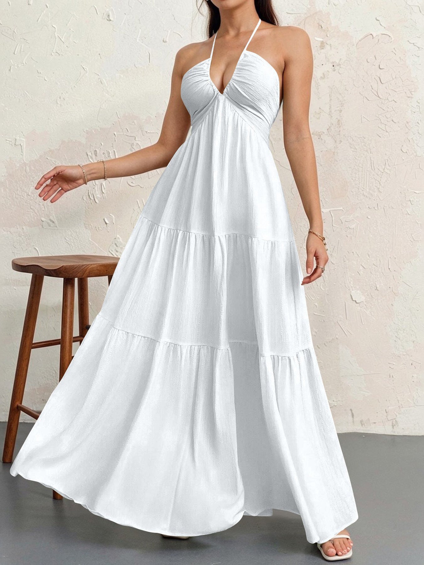 Women's Backless Halterneck Maxi Dress