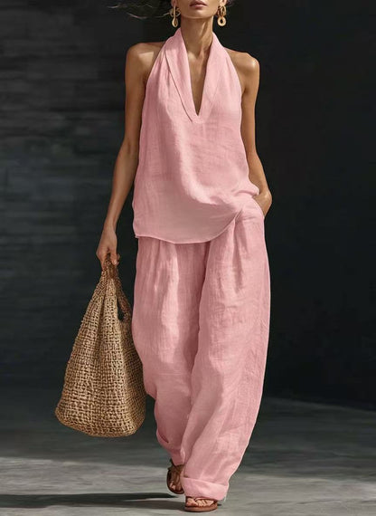 Casual Wide-Leg Pants Two-Piece Set Fashionable Trendy Style