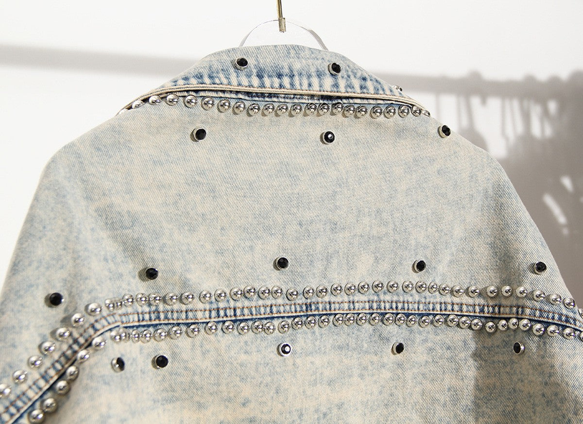 Women's High Waisted Shawl Denim Short Jacket