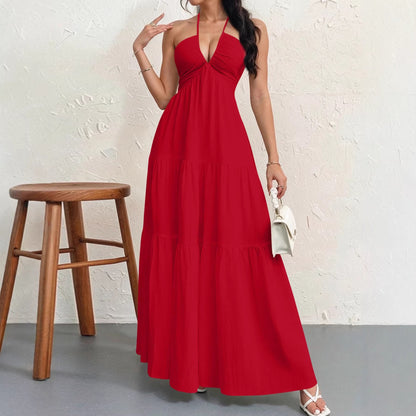 Women's Backless Halterneck Maxi Dress