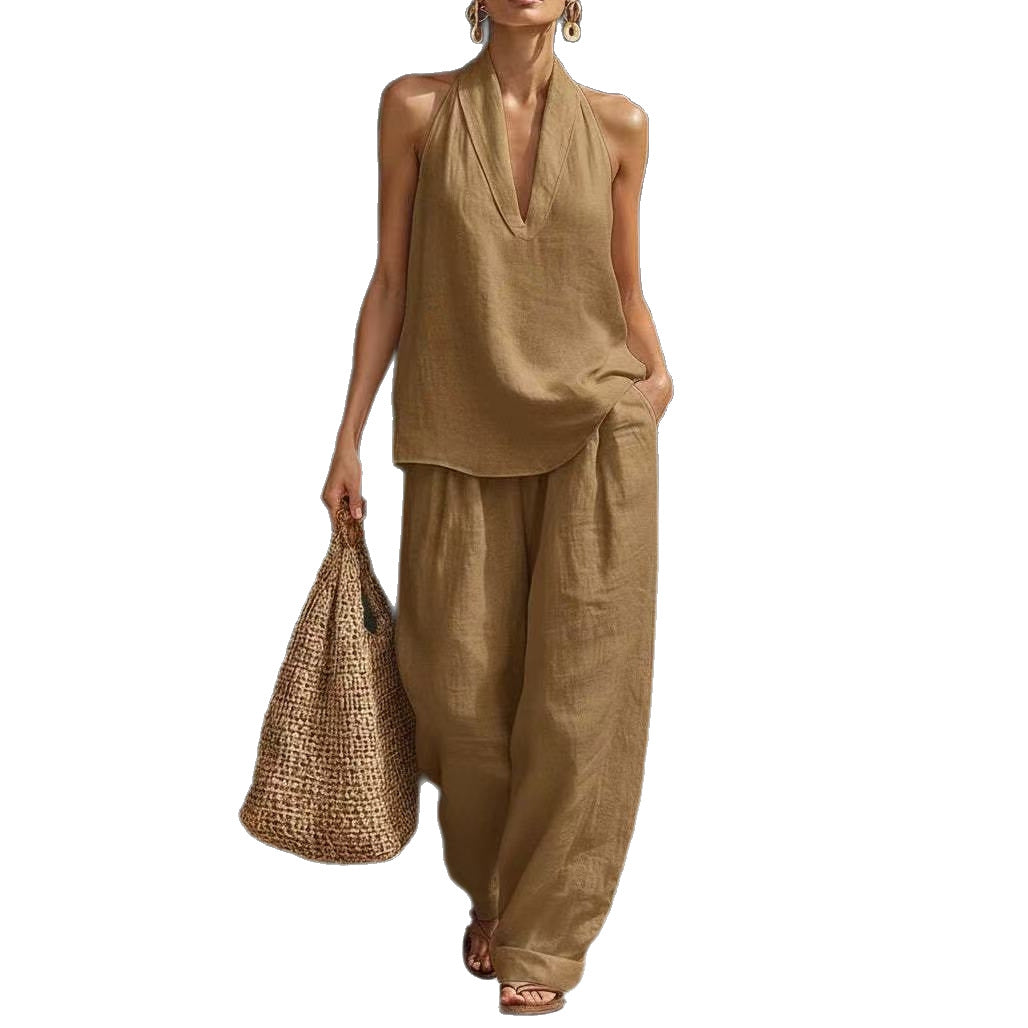 Casual Wide-Leg Pants Two-Piece Set Fashionable Trendy Style