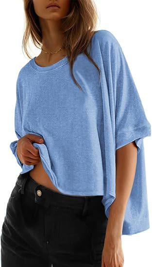 Solid-color Loose-fitting Short-sleeve Pullover With A Crew Neck