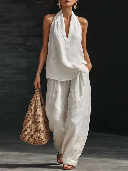 Casual Wide-Leg Pants Two-Piece Set Fashionable Trendy Style