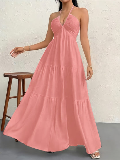 Women's Backless Halterneck Maxi Dress