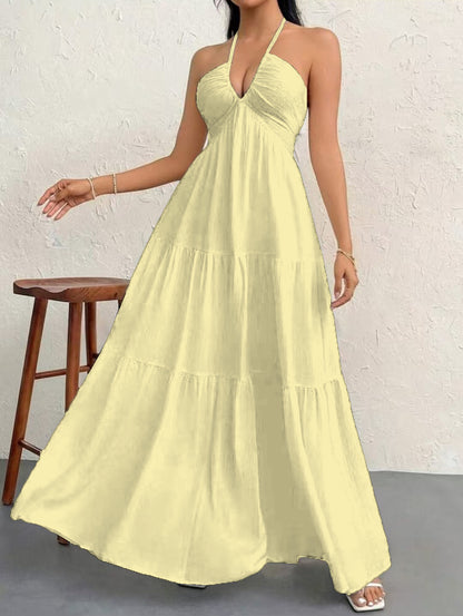Women's Backless Halterneck Maxi Dress