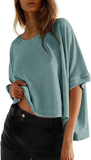 Solid-color Loose-fitting Short-sleeve Pullover With A Crew Neck
