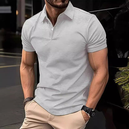 High Sense Casual Solid Color Buttons Short Sleeve