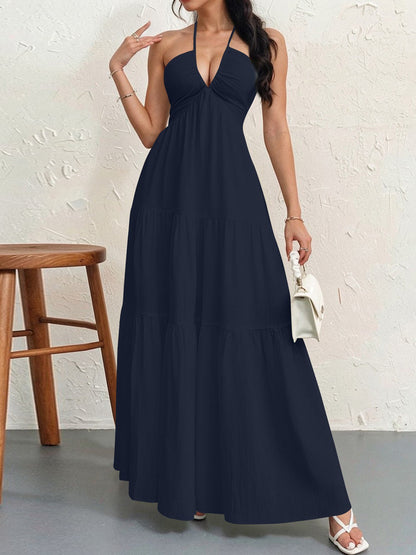 Women's Backless Halterneck Maxi Dress