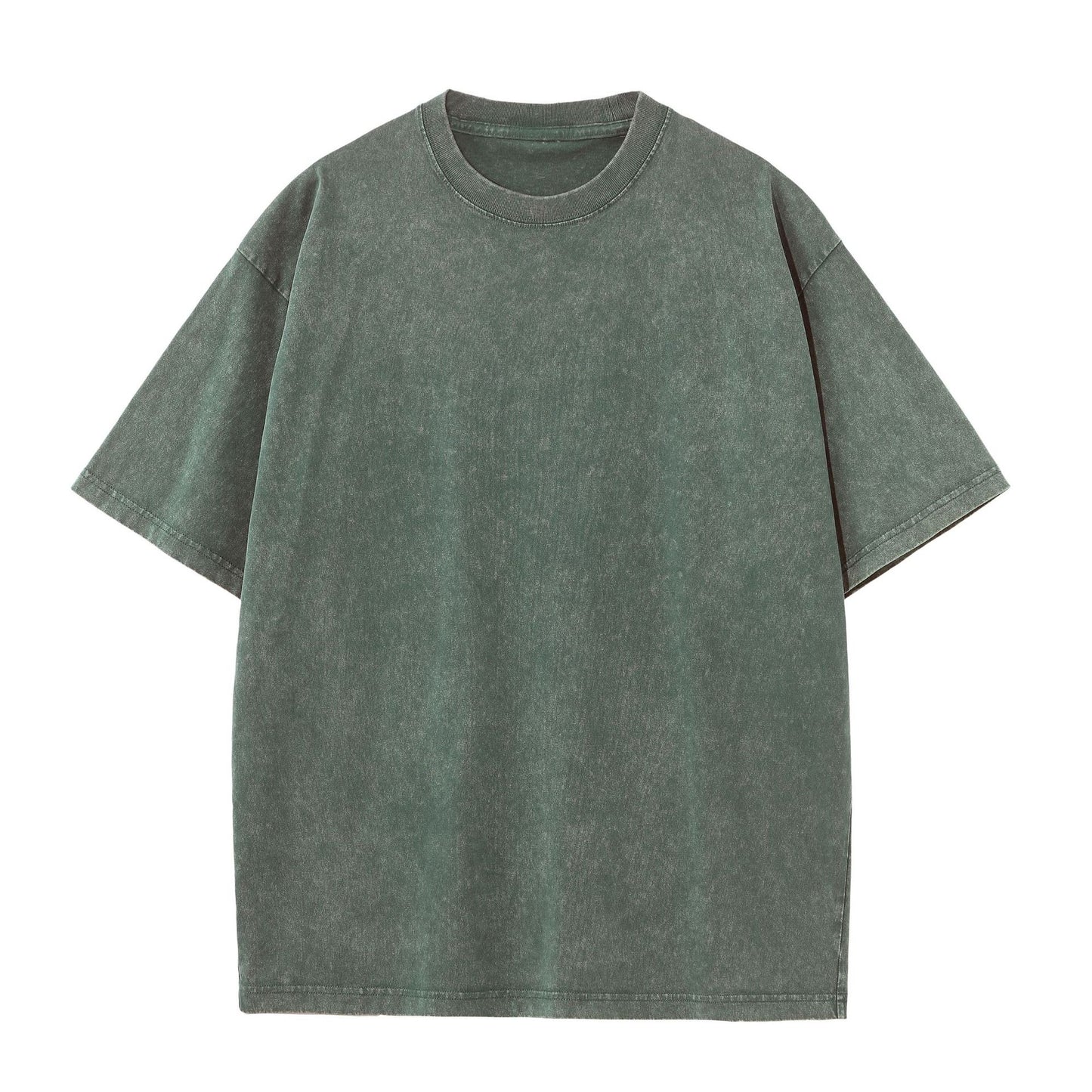 Cotton Heavy Distressed Drop Shoulder Retro Loose Short Sleeve