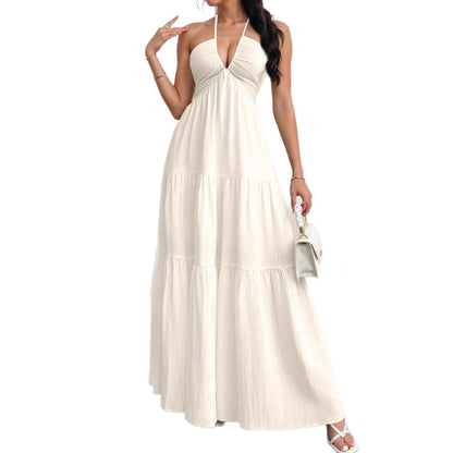 Women's Backless Halterneck Maxi Dress