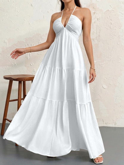 Women's Backless Halterneck Maxi Dress