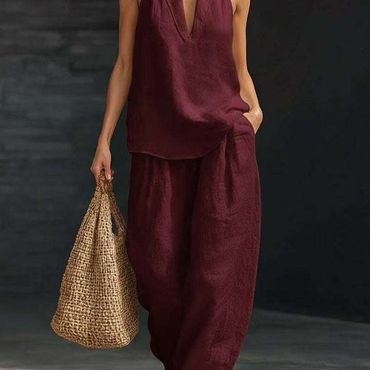 Casual Wide-Leg Pants Two-Piece Set Fashionable Trendy Style