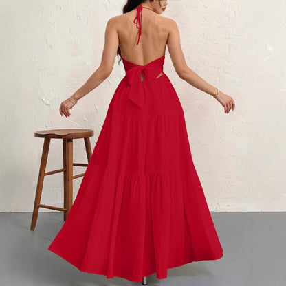 Women's Backless Halterneck Maxi Dress